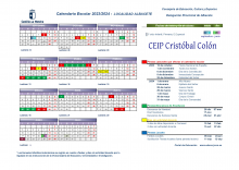 Calendario escolar curso 23/24 CEIP Cristóbal Colón