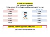 Horario de octubre a mayo