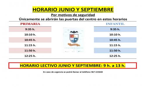 Horario junio y septiembre