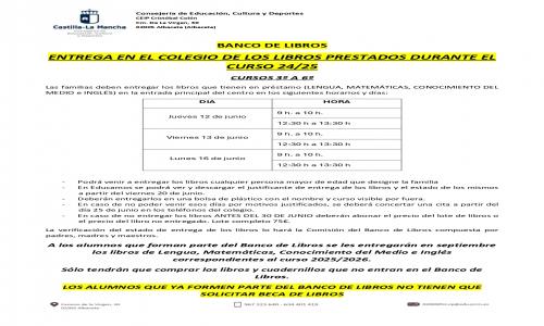 Instrucciones recogida de libros en JUNIO